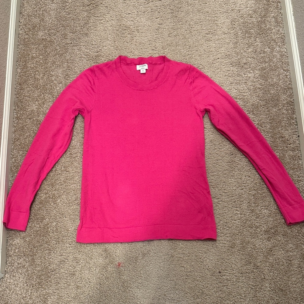 J. Crew Bright Pink Crewneck Sweater 100% cotton